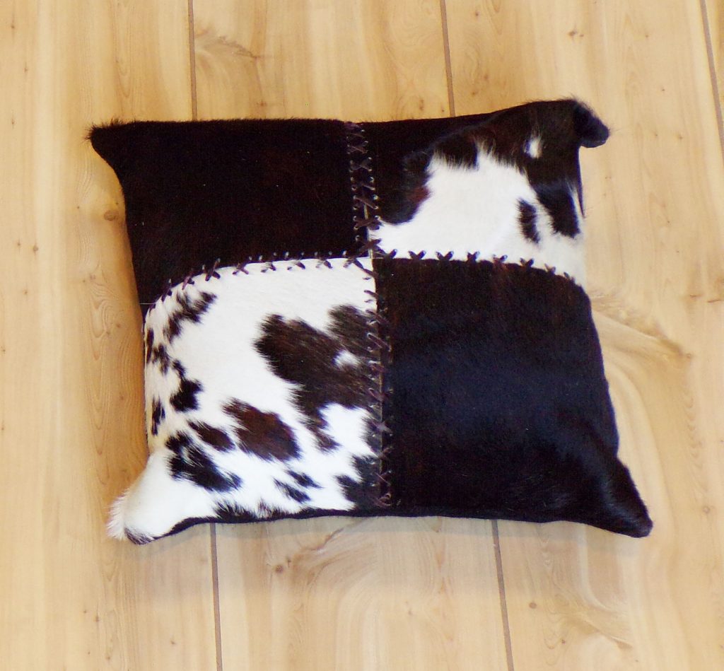 cowhide patchwork pillow